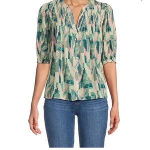 Ba&Sh Smocked Teodor Puff Sleeve Shirt